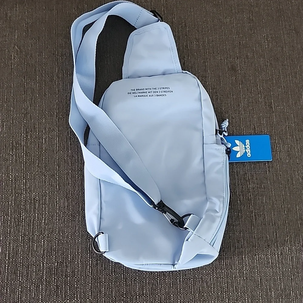 ADIDAS Utility Sling Bag Crossbody Purse Ash Blue Travel Athleisure Belt Street - Picture 6 of 12